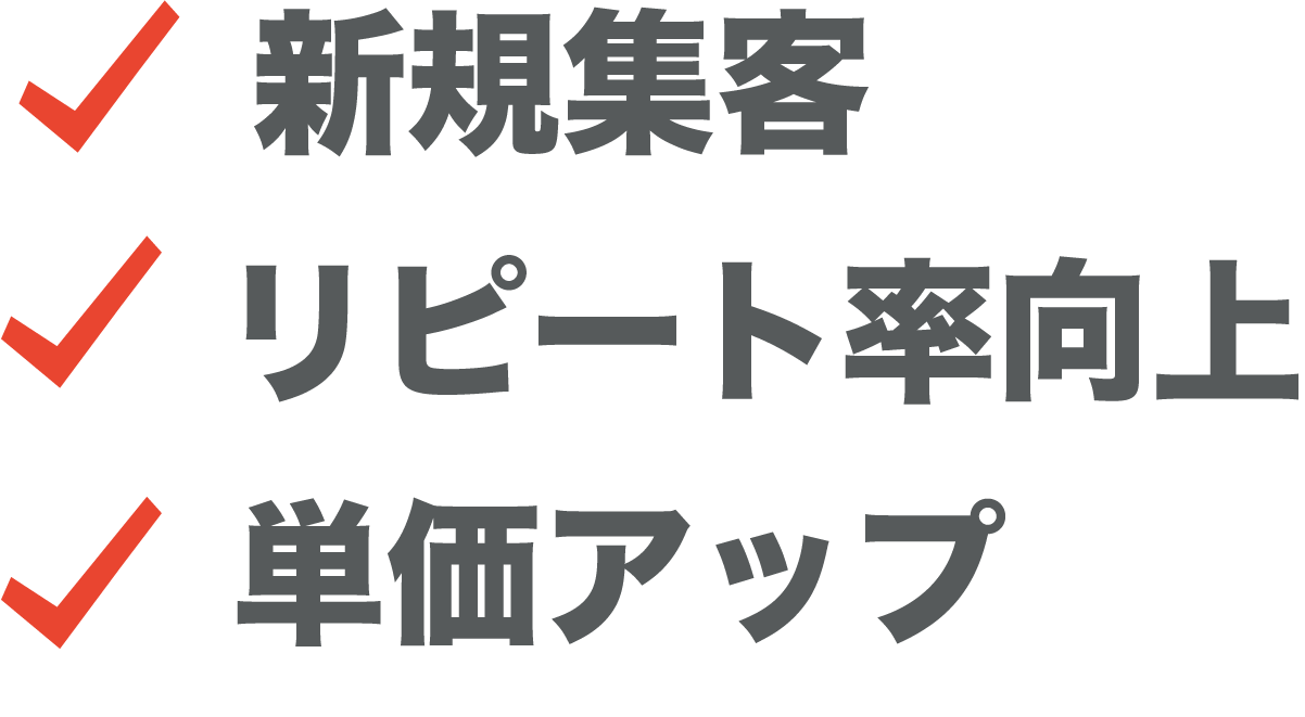 新規顧客／リピート率向上／単価アップ